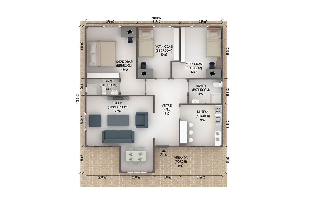 96 m² Prefabrik Ev 3+1 – görünüm 3