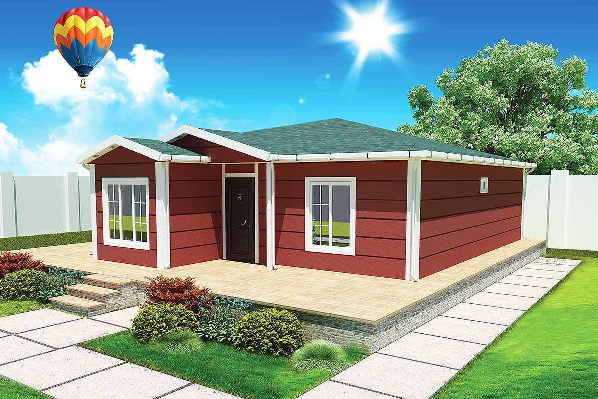 96 m² Prefabrik Ev 3+1 ön cephe görünümü