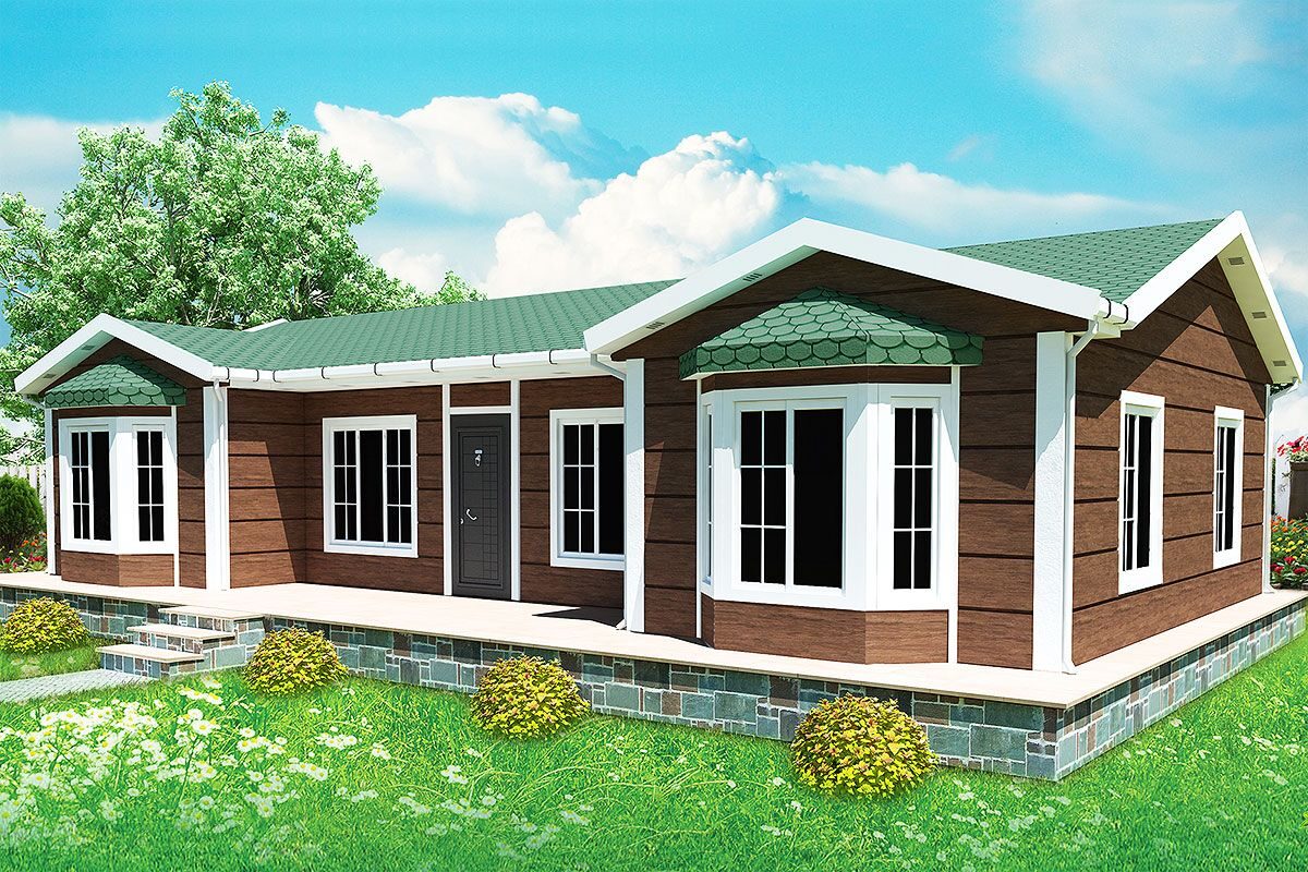 97 m² Prefabrik Ev 4+1 ön cephe görünümü