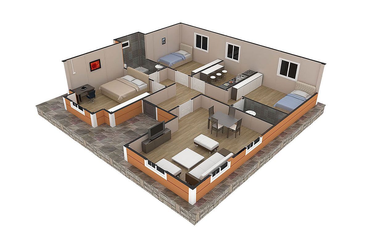 98 m² Prefabrik Ev 3+1 – görünüm 2