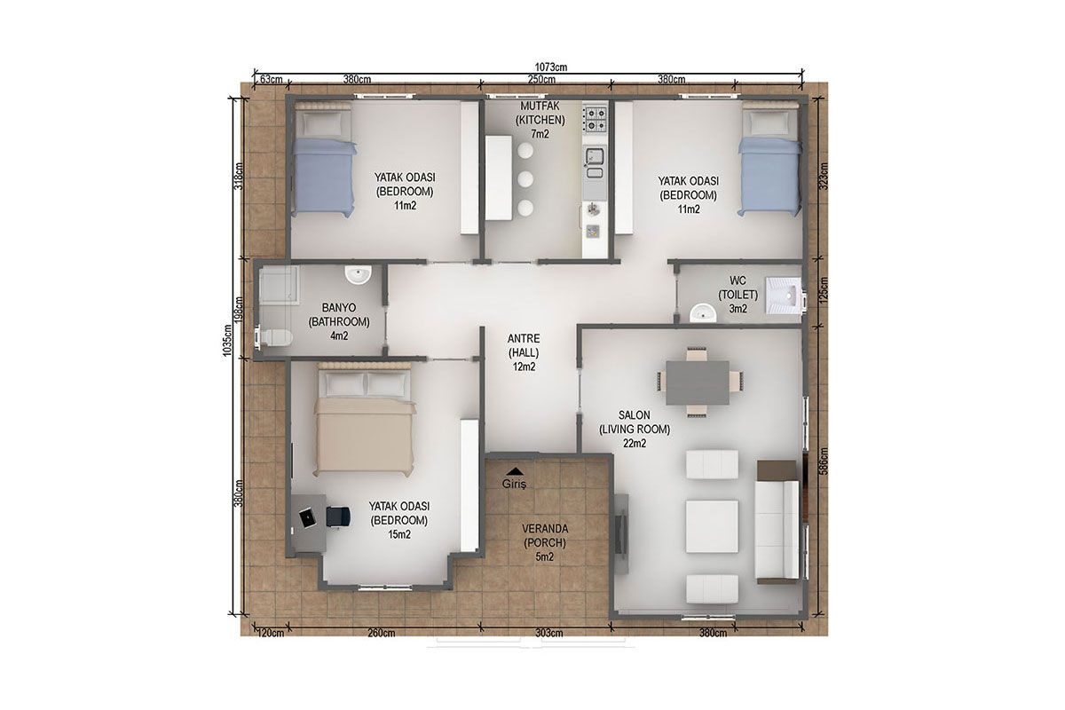 98 m² Prefabrik Ev 3+1 – görünüm 3