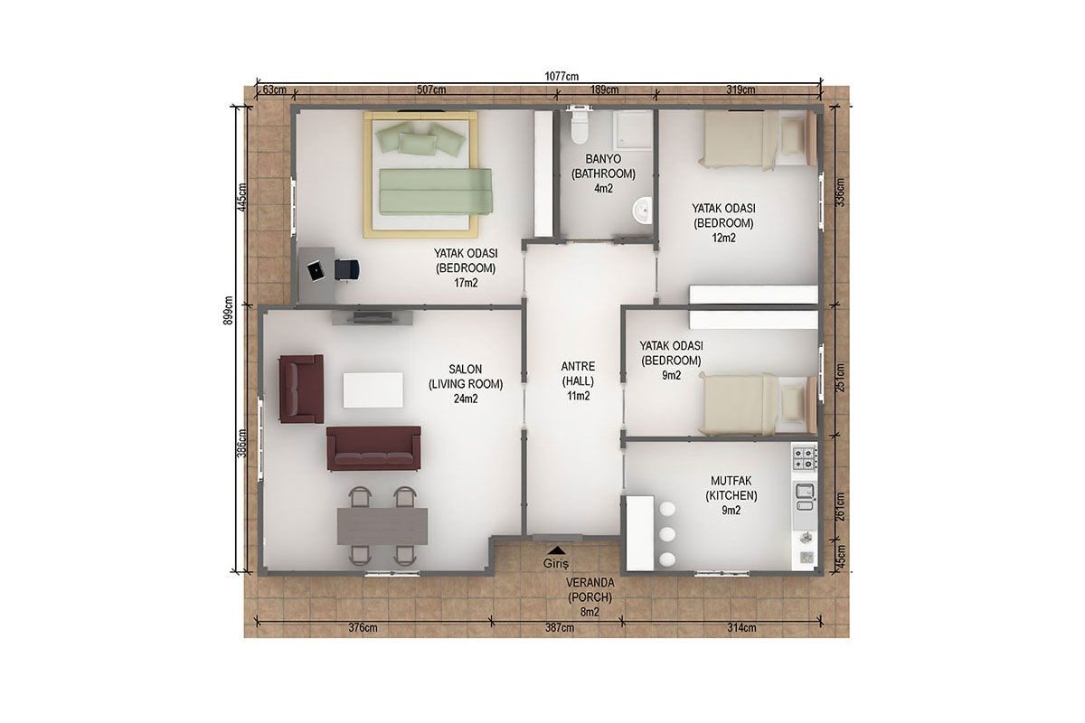 102 m² Prefabrik Ev 3+1 – görünüm 3