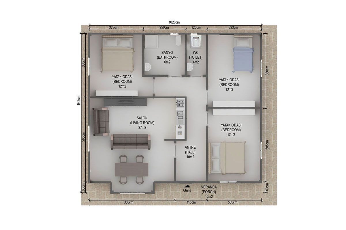 105 m² Prefabrik Ev 3+1 – görünüm 3