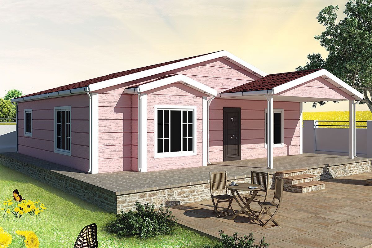 105 m² Prefabrik Ev 3+1 ön cephe görünümü