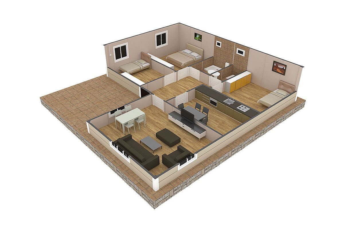 107 m² Prefabrik Ev 3+1 – görünüm 2