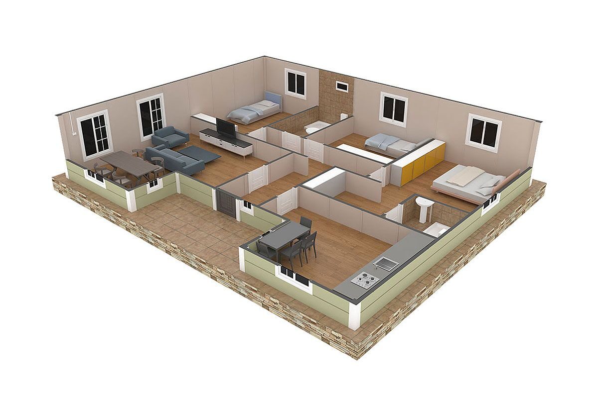 126 m² Prefabrik Ev 3+1 – görünüm 2