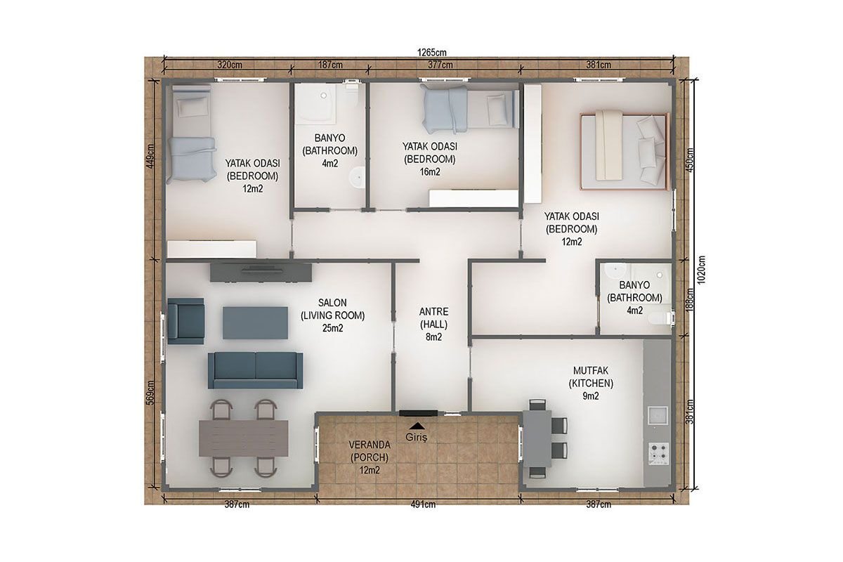 126 m² Prefabrik Ev 3+1 – görünüm 3