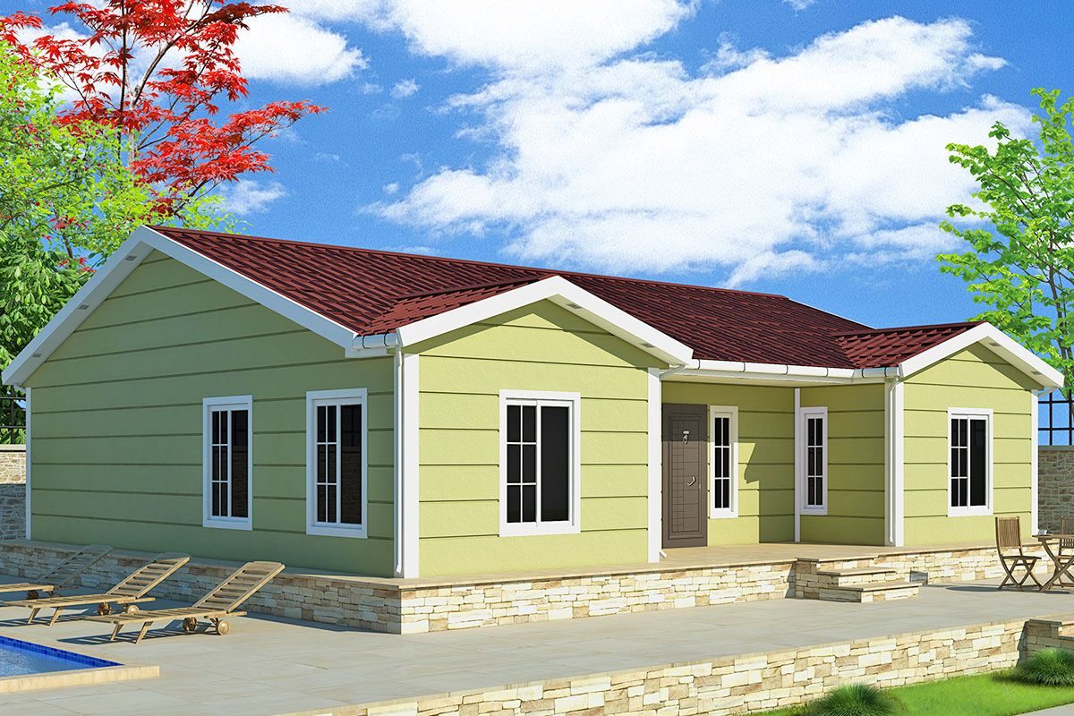 126 m² Prefabrik Ev 3+1 ön cephe görünümü