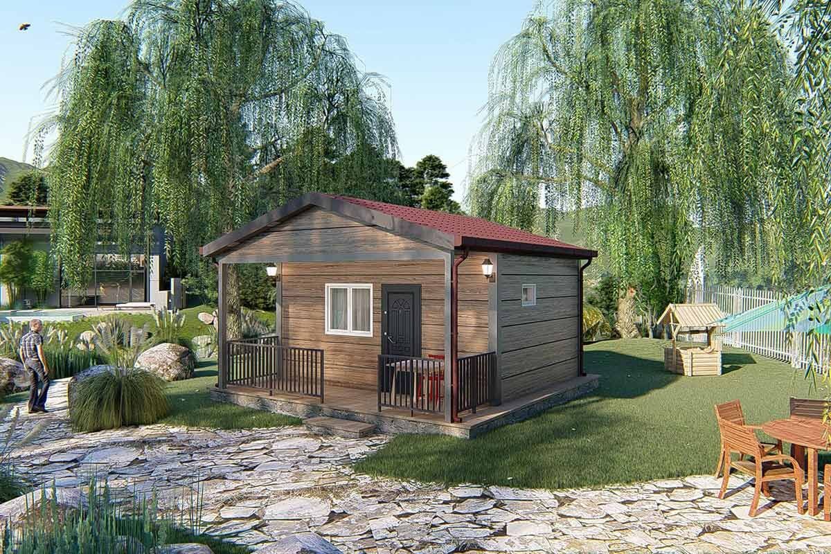 28 m² Çelik Ev 1+0 ön cephe görünümü