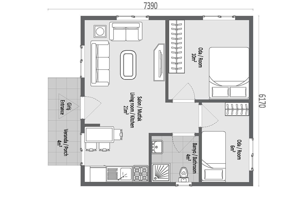 45 m² Çelik Ev 2+1 – görünüm 3
