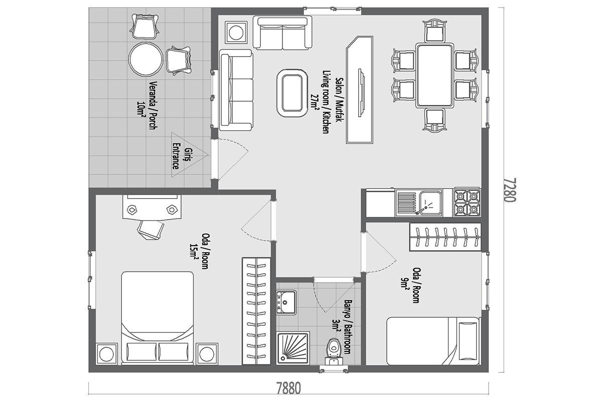 67 m² Çelik Ev 2+1 – görünüm 3