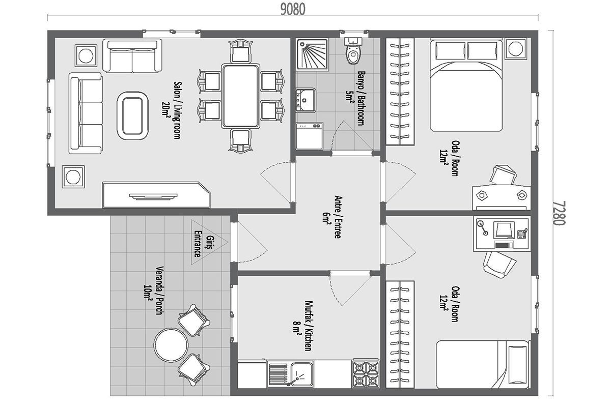 75 m² Çelik Ev 2+1 – görünüm 3