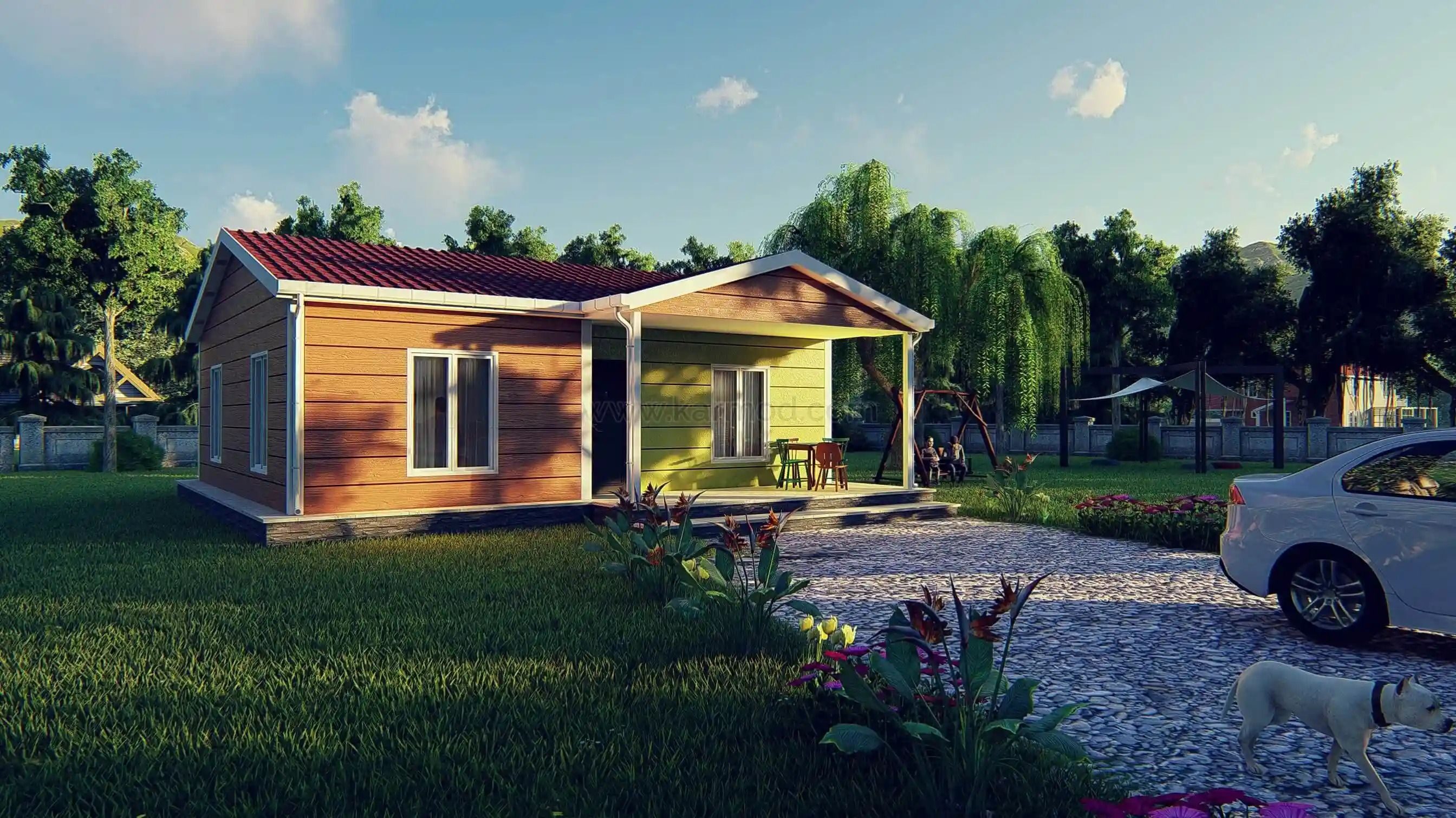 78 m² Çelik Ev 2+1 ön cephe görünümü