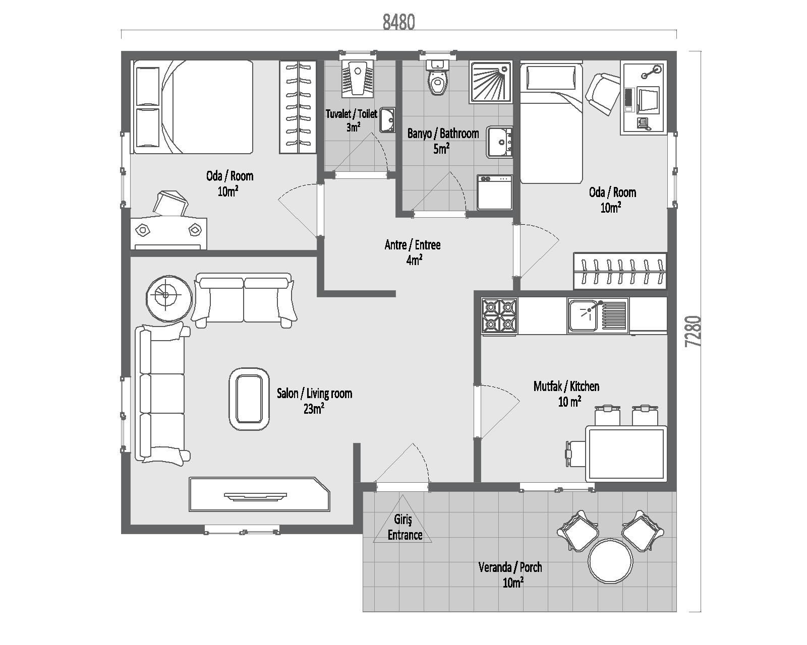78 m² Çelik Ev 2+1 – görünüm 3