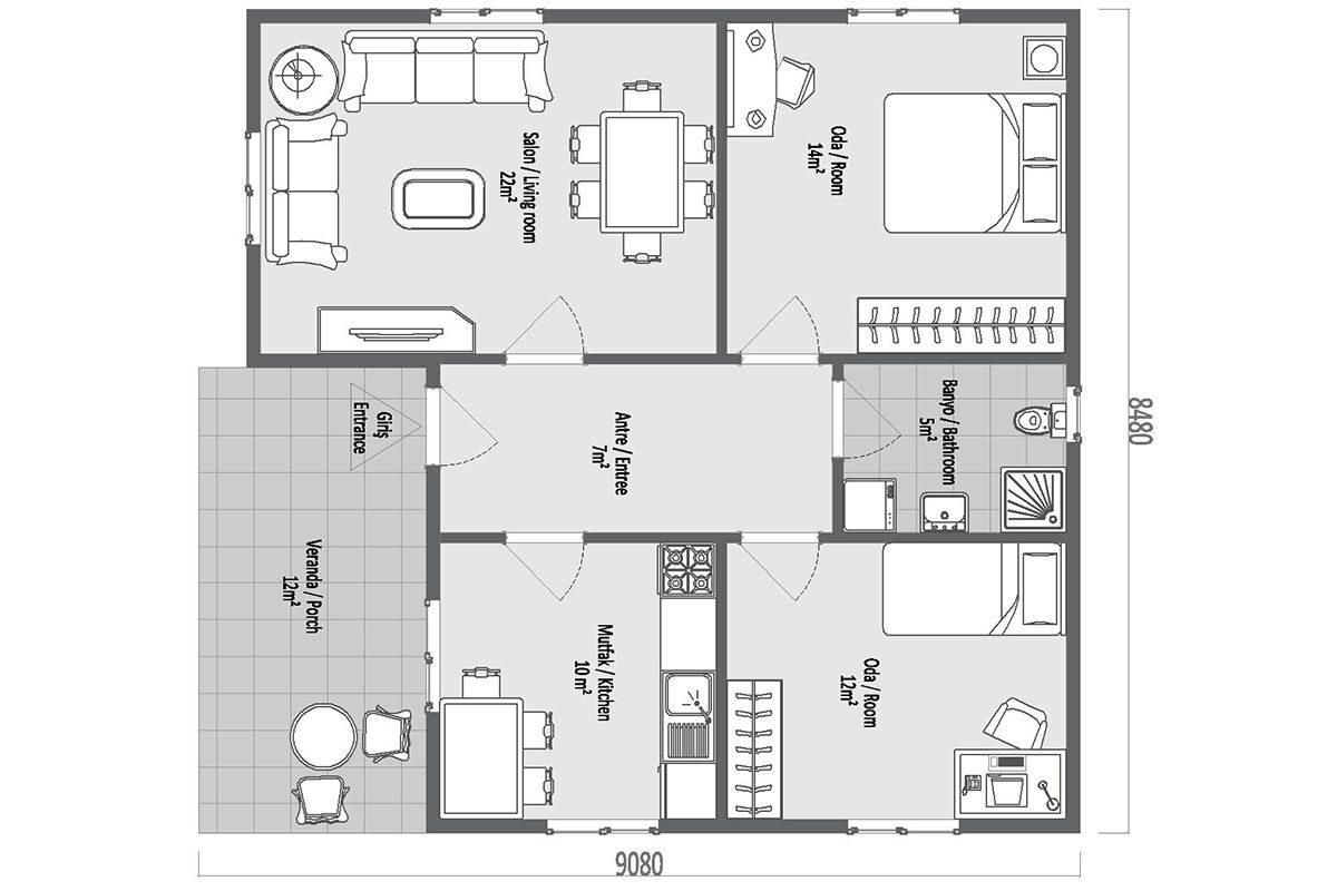 84 m² Çelik Ev 2+1 – görünüm 3