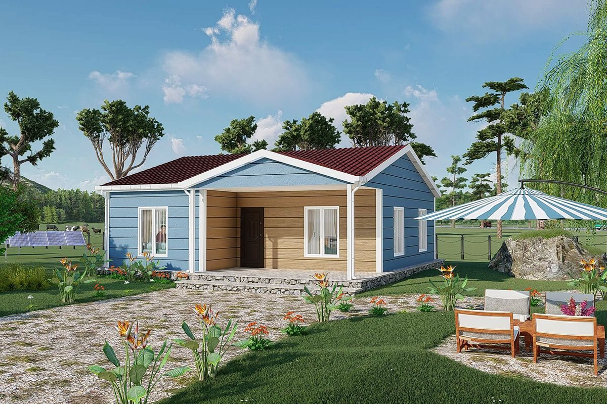 84 m² Çelik Ev 2+1 ön cephe görünümü