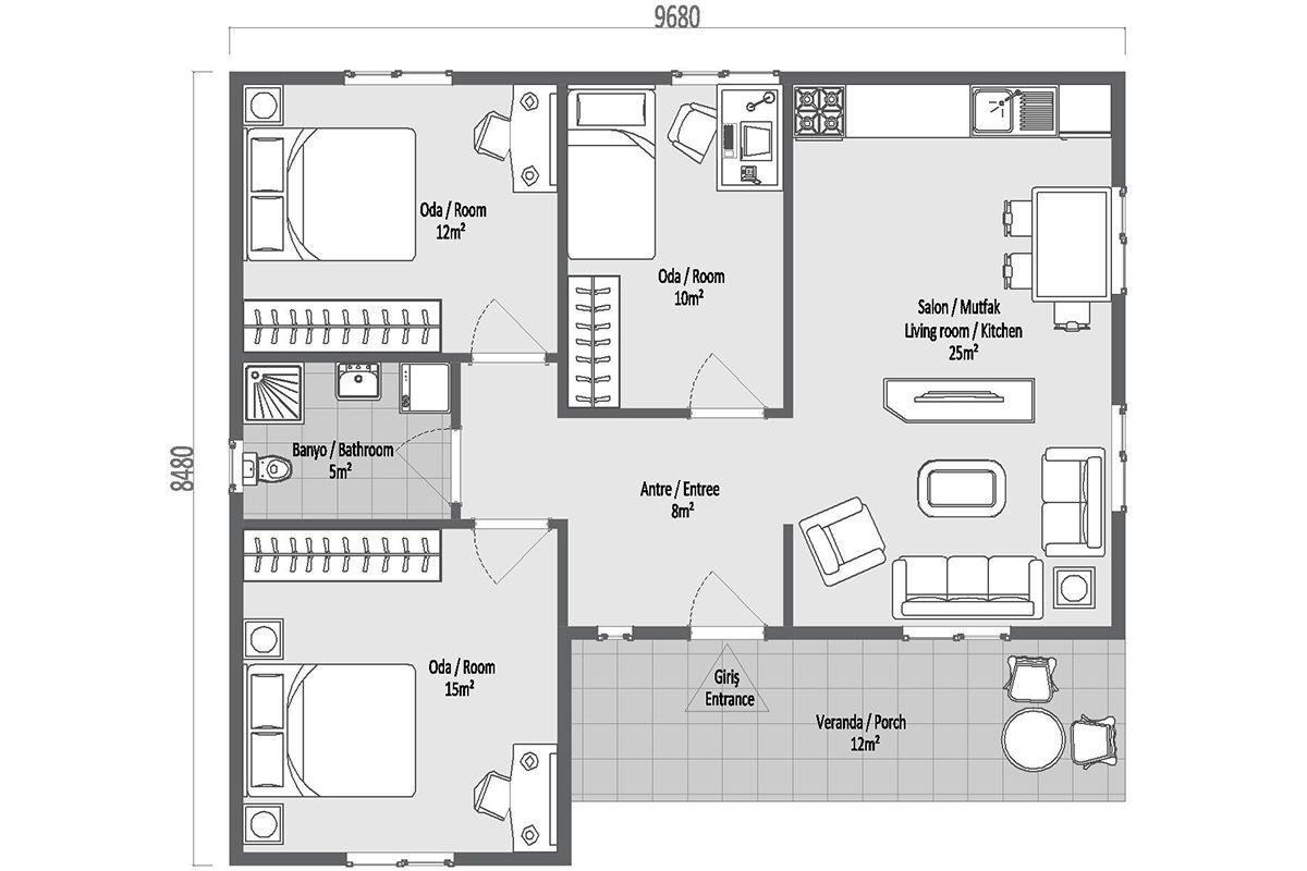 87 m² Çelik Ev 3+1 – görünüm 3