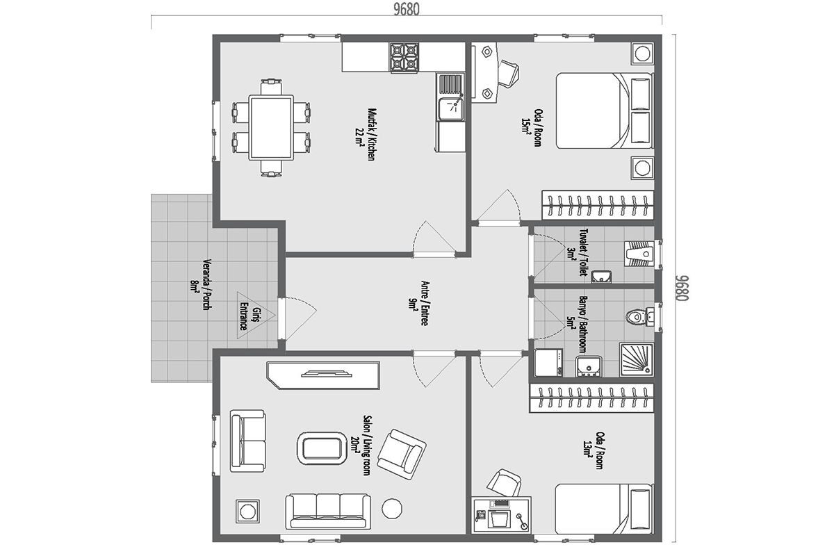 95 m² Çelik Ev 2+1 – görünüm 3