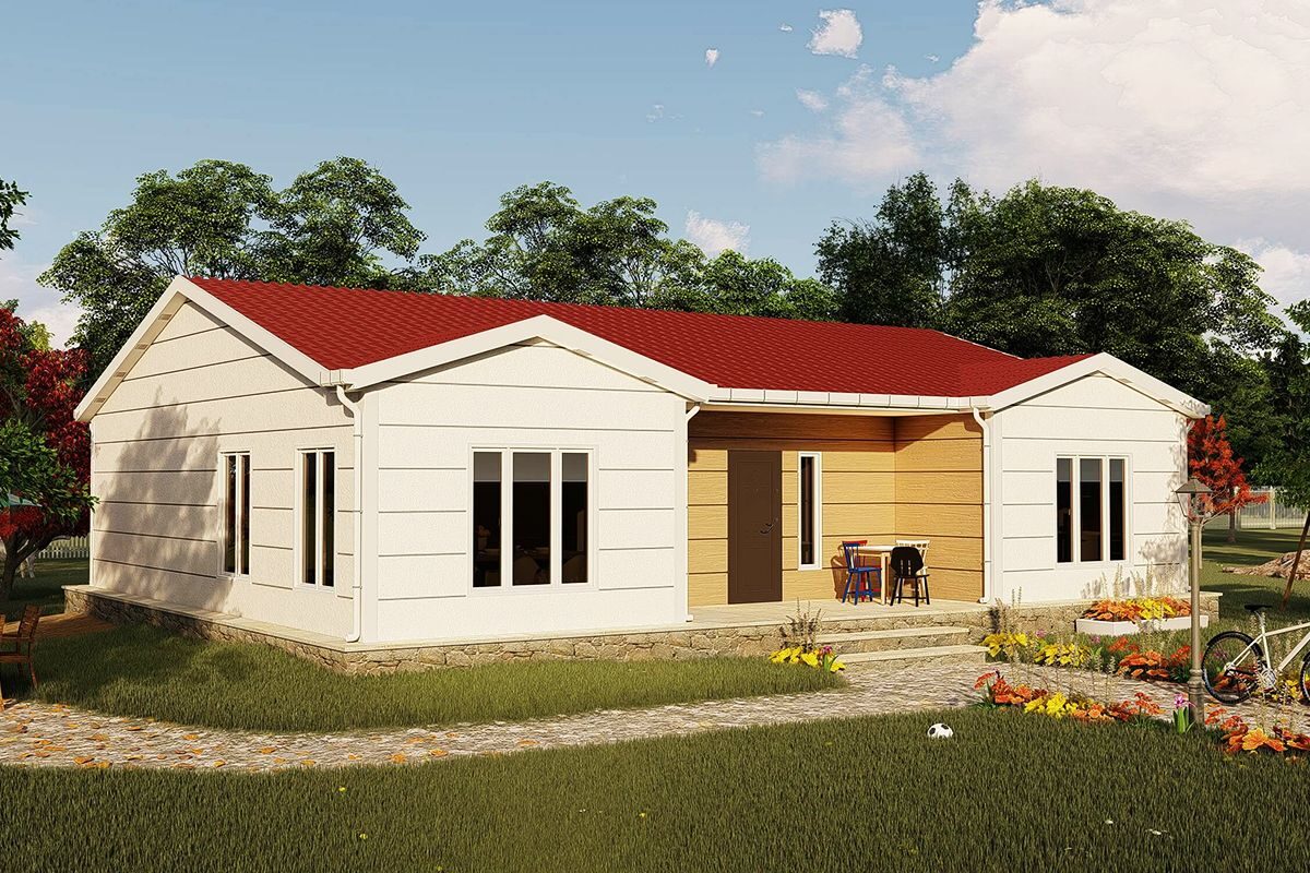 121 m² Çelik Ev 3+1 ön cephe görünümü