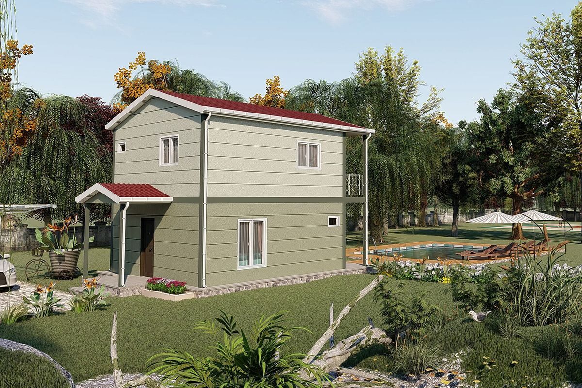 92 m² Çelik Ev 2+1 ön cephe görünümü