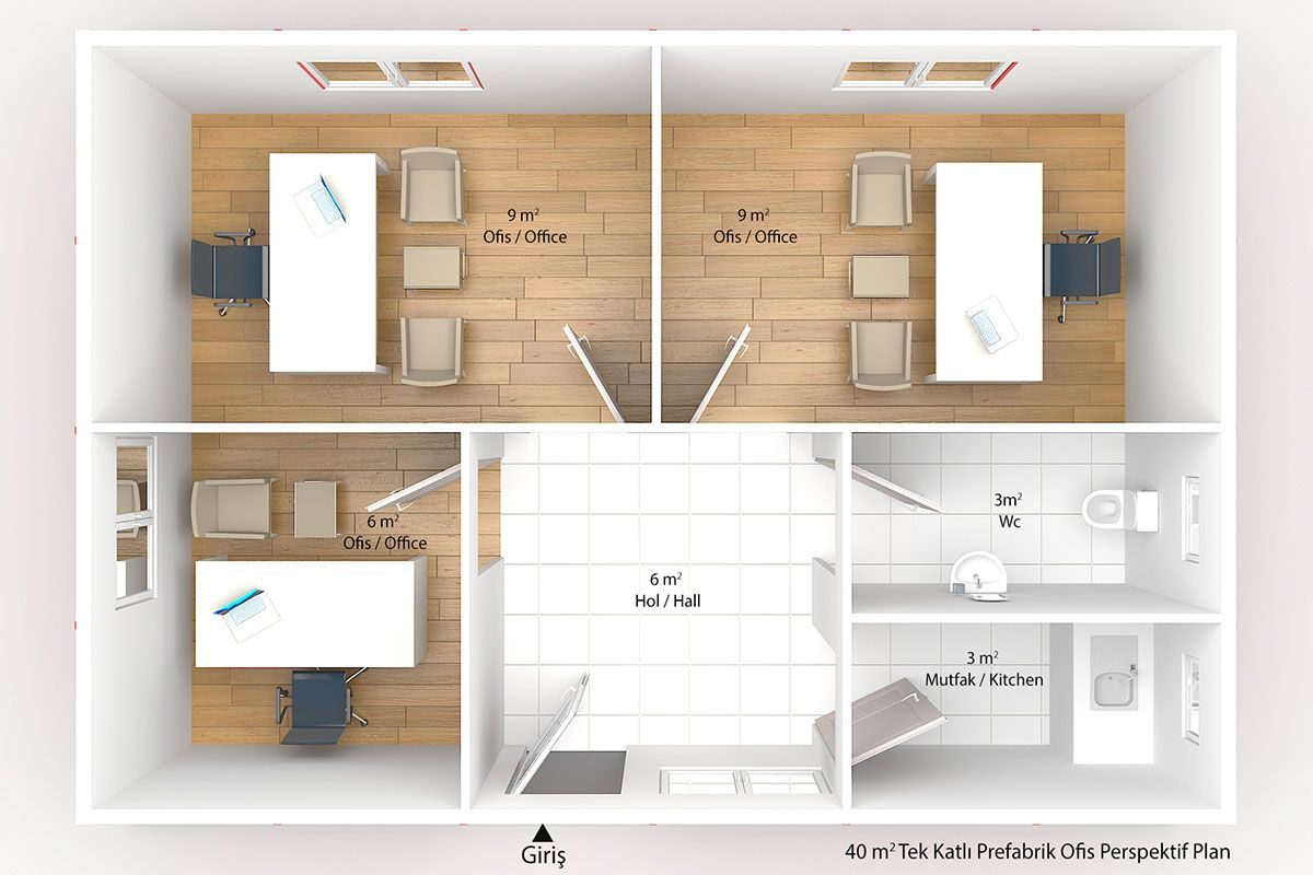 40 m² Prefabrik Ofis – görünüm 3