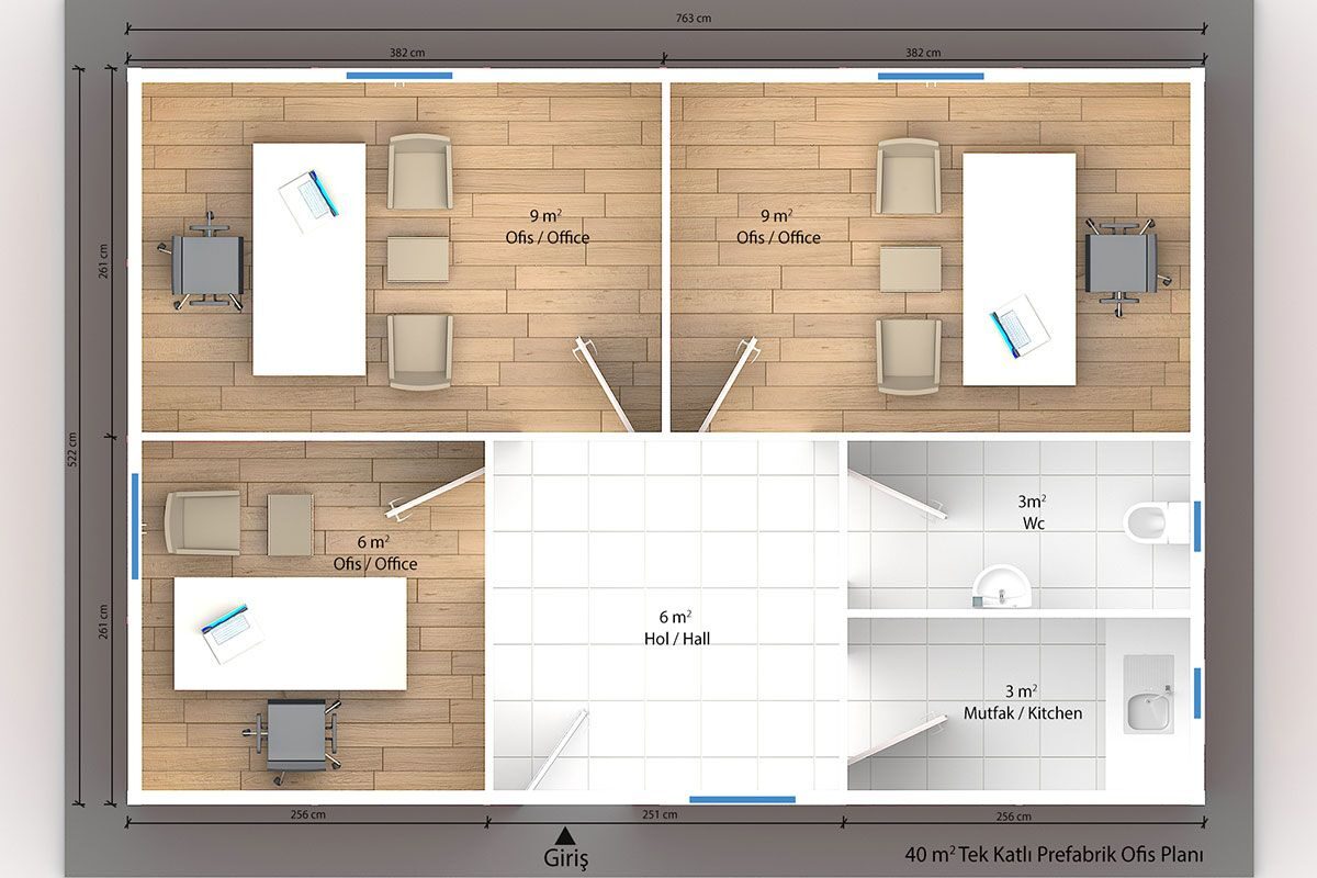 40 m² Prefabrik Ofis – görünüm 2