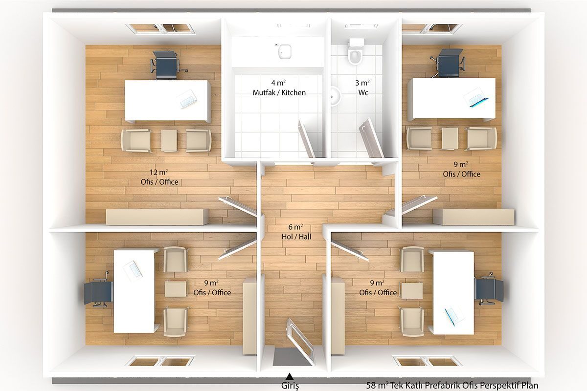 58 m² Prefabrik Ofis – görünüm 3