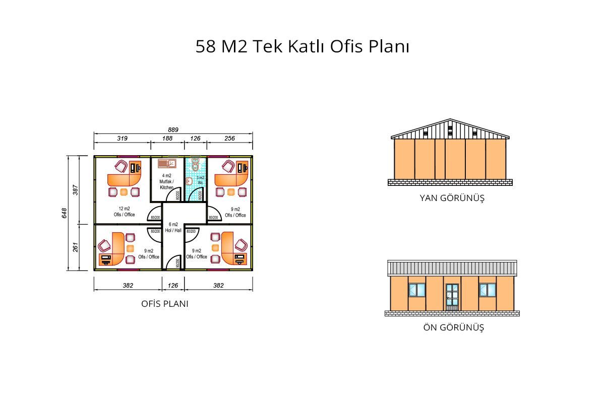 58 m² Prefabrik Ofis – görünüm 4