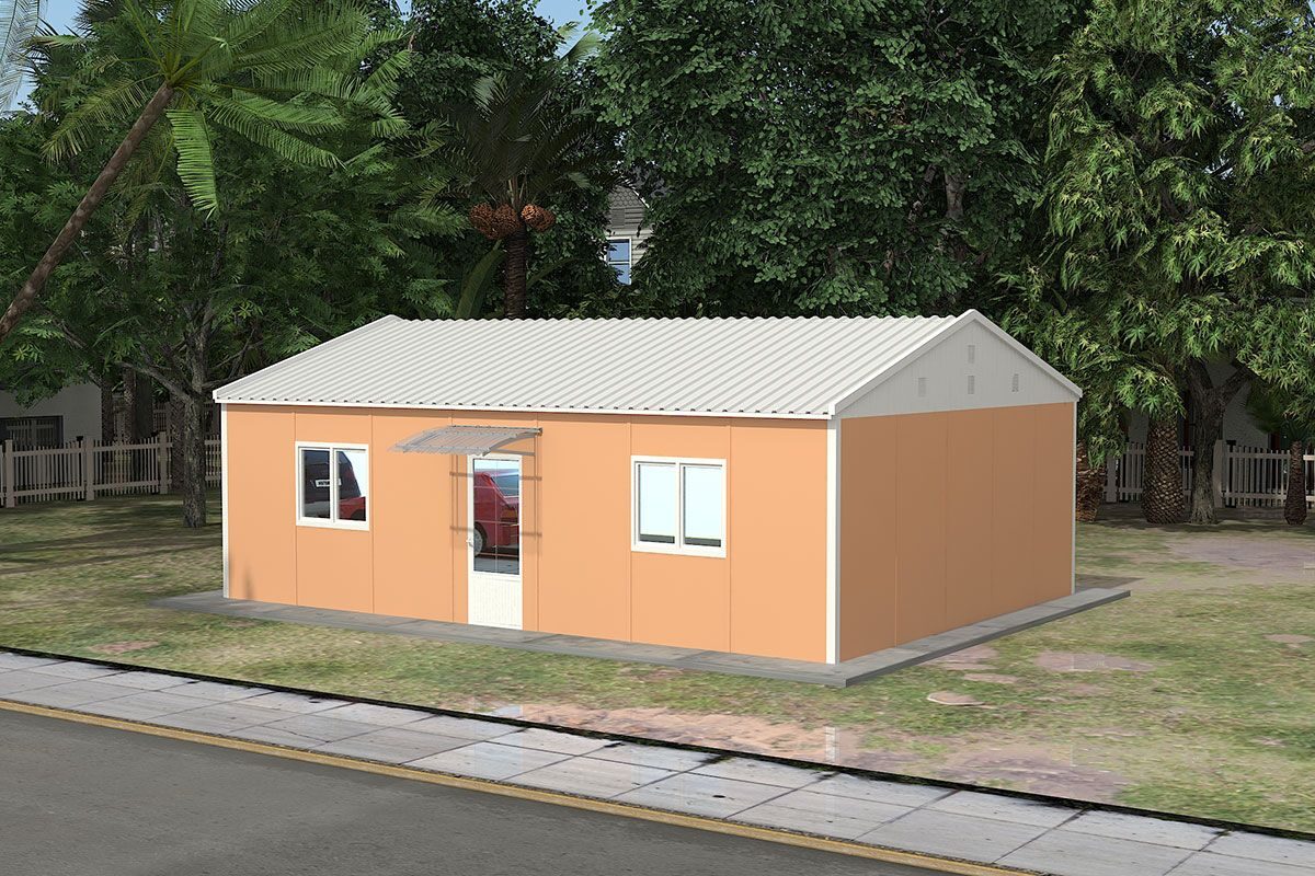 58 m² Prefabrik Ofis ön cephe görünümü