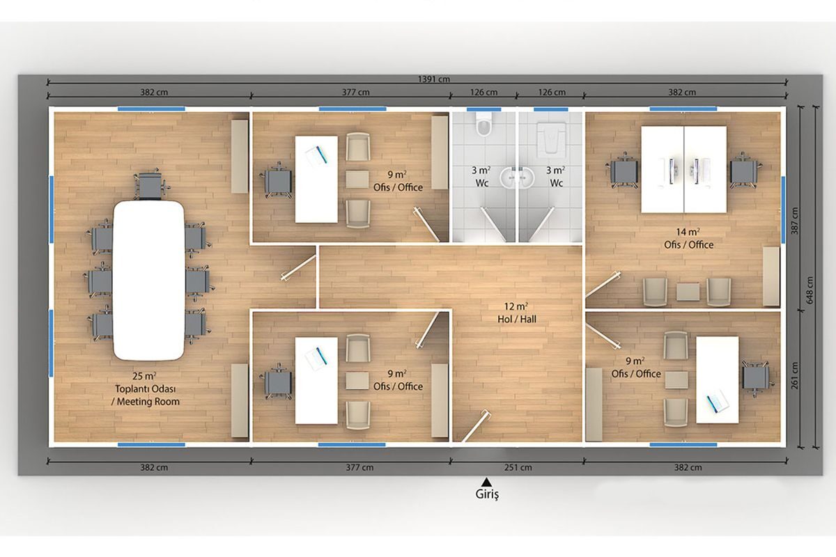 90 m² Prefabrik Ofis – görünüm 2