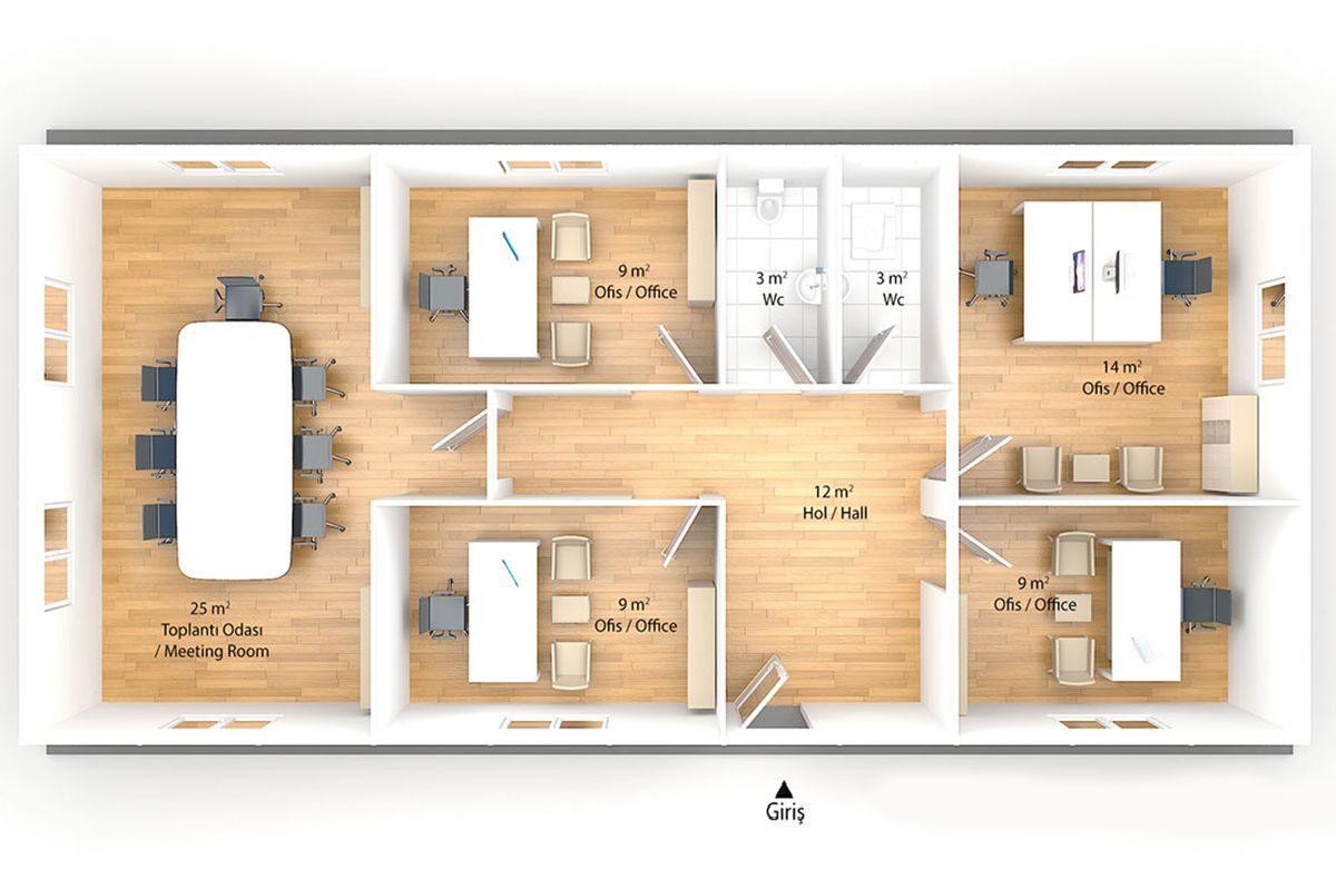 90 m² Prefabrik Ofis – görünüm 3