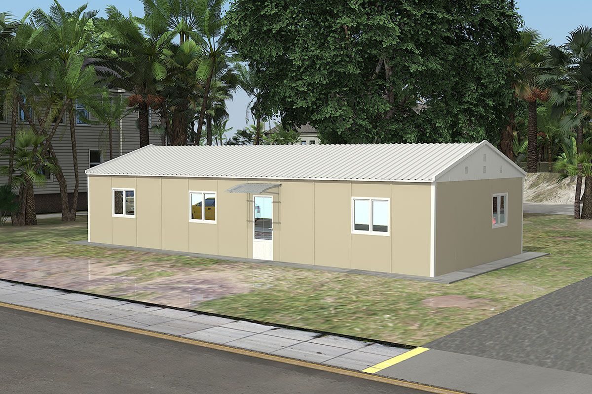 90 m² Prefabrik Ofis ön cephe görünümü