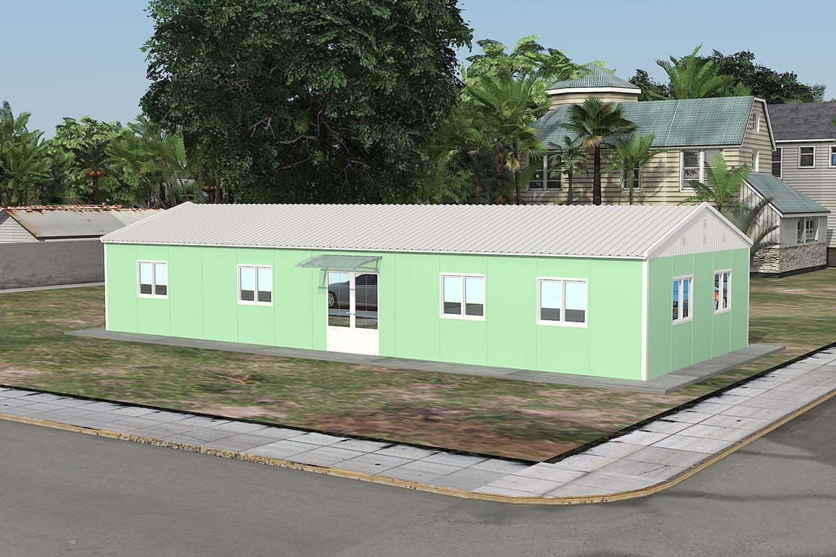 106 m² Prefabrik Ofis ön cephe görünümü
