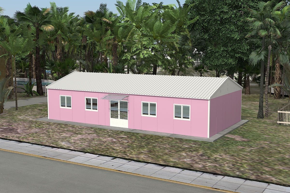 98 m² Prefabrik Ofis ön cephe görünümü