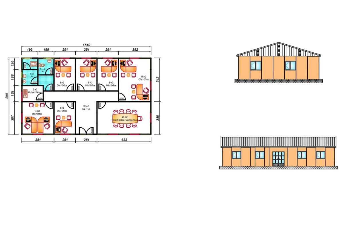 136 m² Prefabrik Ofis – görünüm 3
