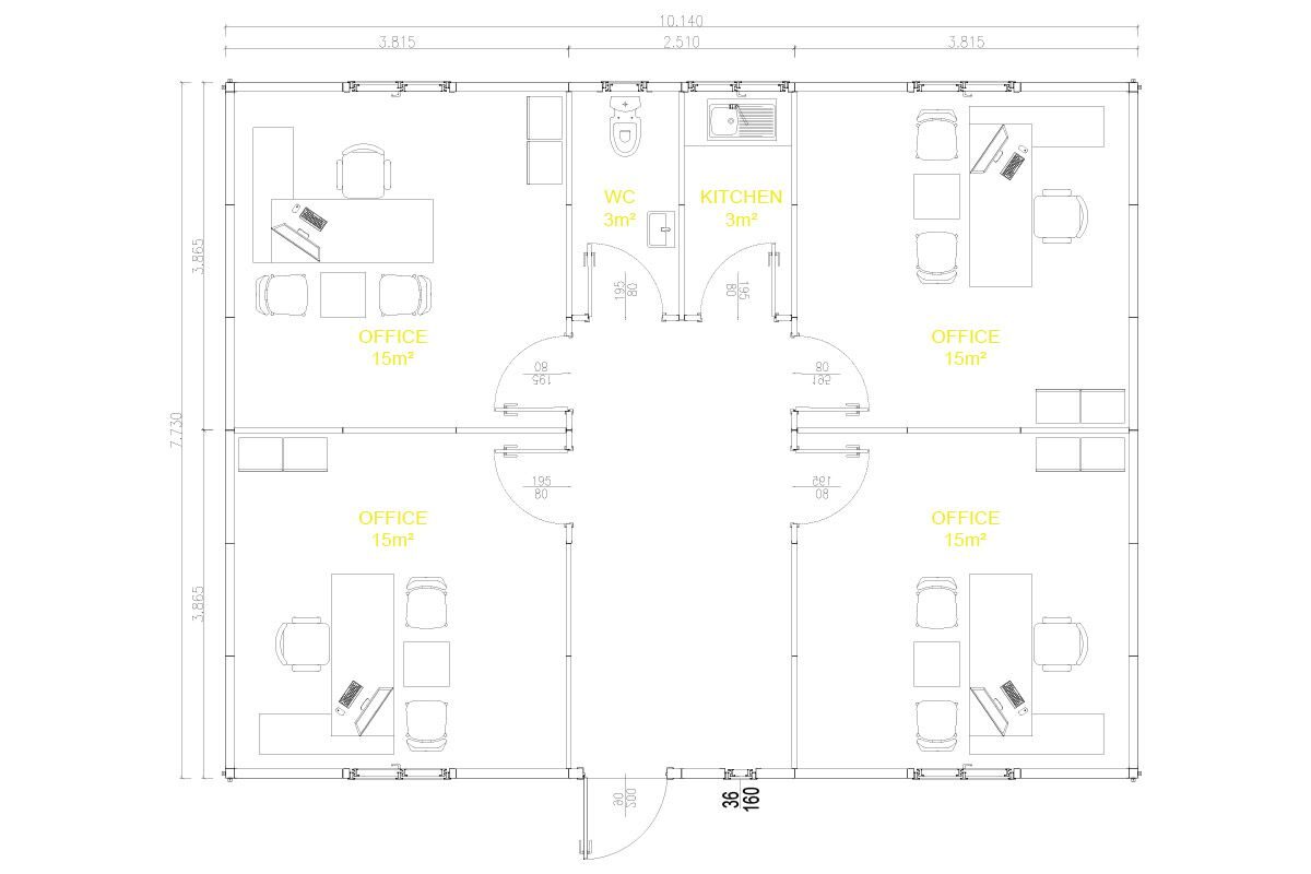 155 m² Prefabrik Ofis – görünüm 2