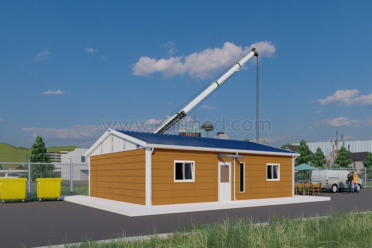 155 m² Prefabrik Ofis ön cephe görünümü