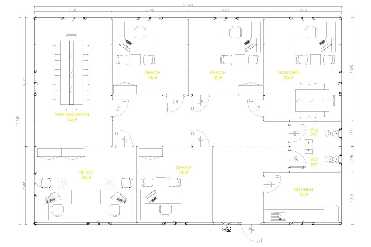 155 m² Modüler Ofis – görünüm 2