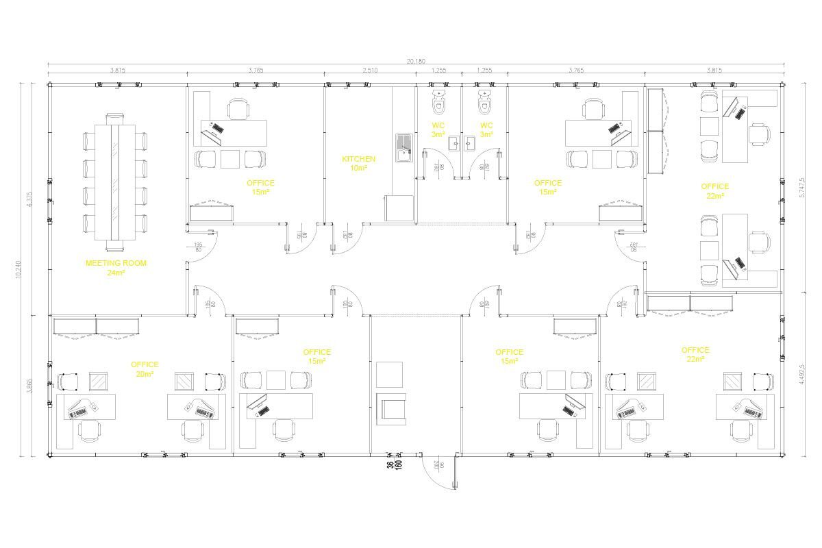 207 m² Prefabrik Ofis – görünüm 2