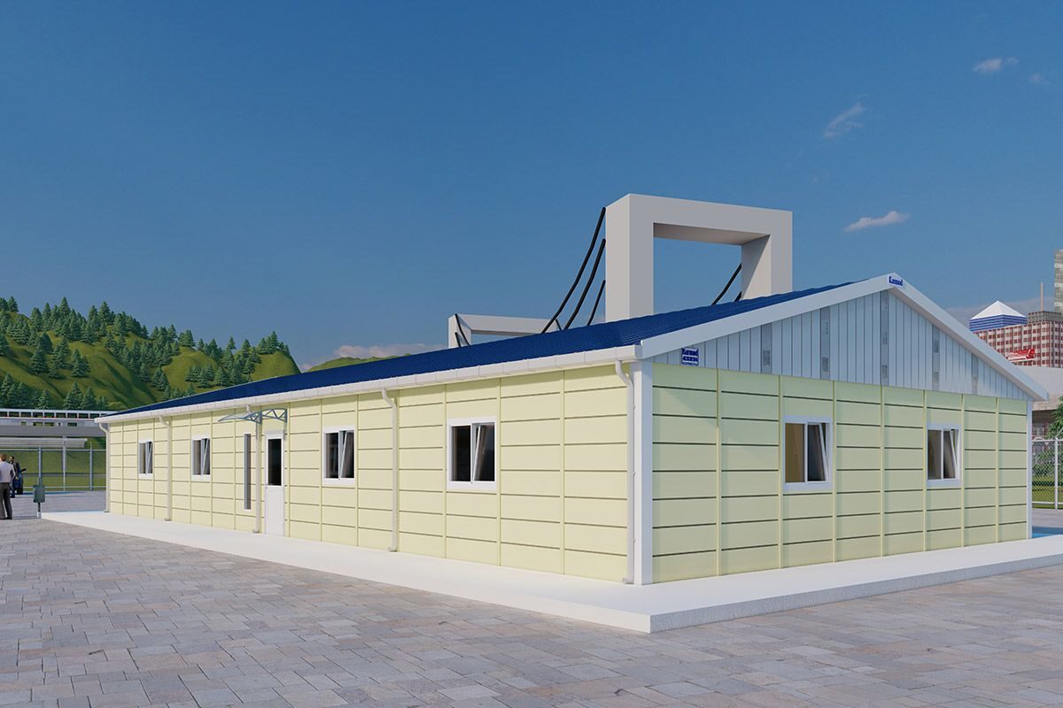 207 m² Prefabrik Ofis ön cephe görünümü