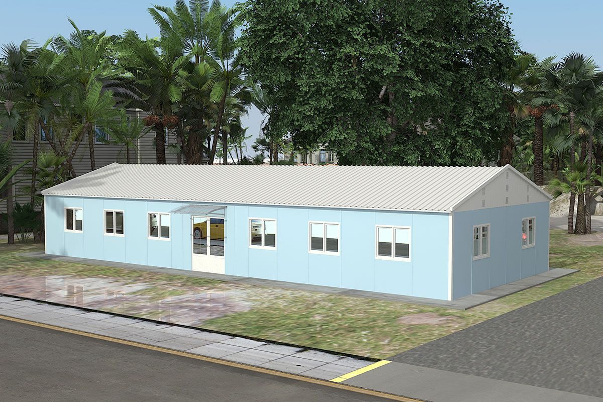 146 m² Prefabrik Ofis ön cephe görünümü