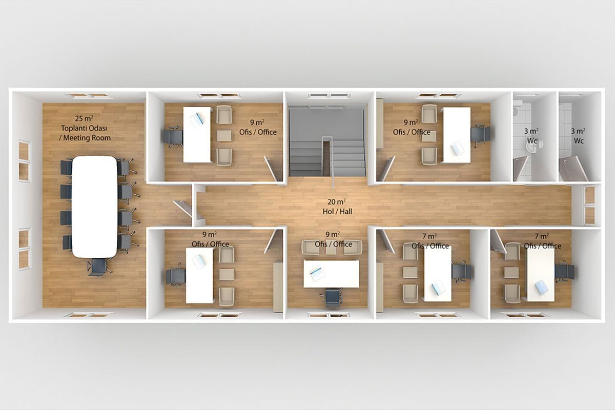 214 m² Prefabrik Ofis – görünüm 3