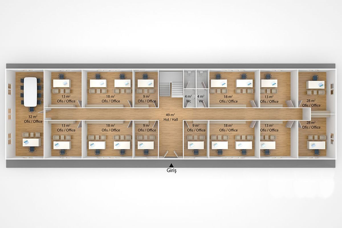 588 m² Prefabrik Ofis – görünüm 2
