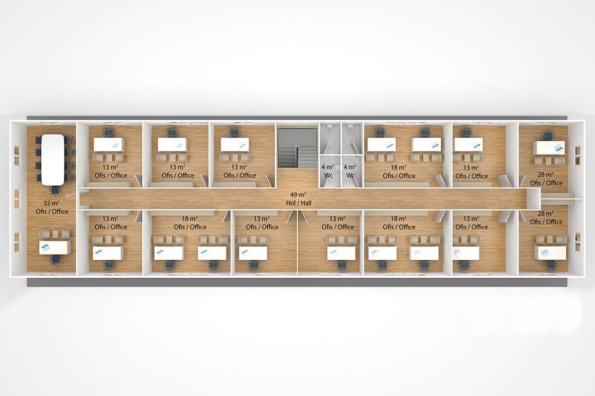 588 m² Prefabrik Ofis – görünüm 3