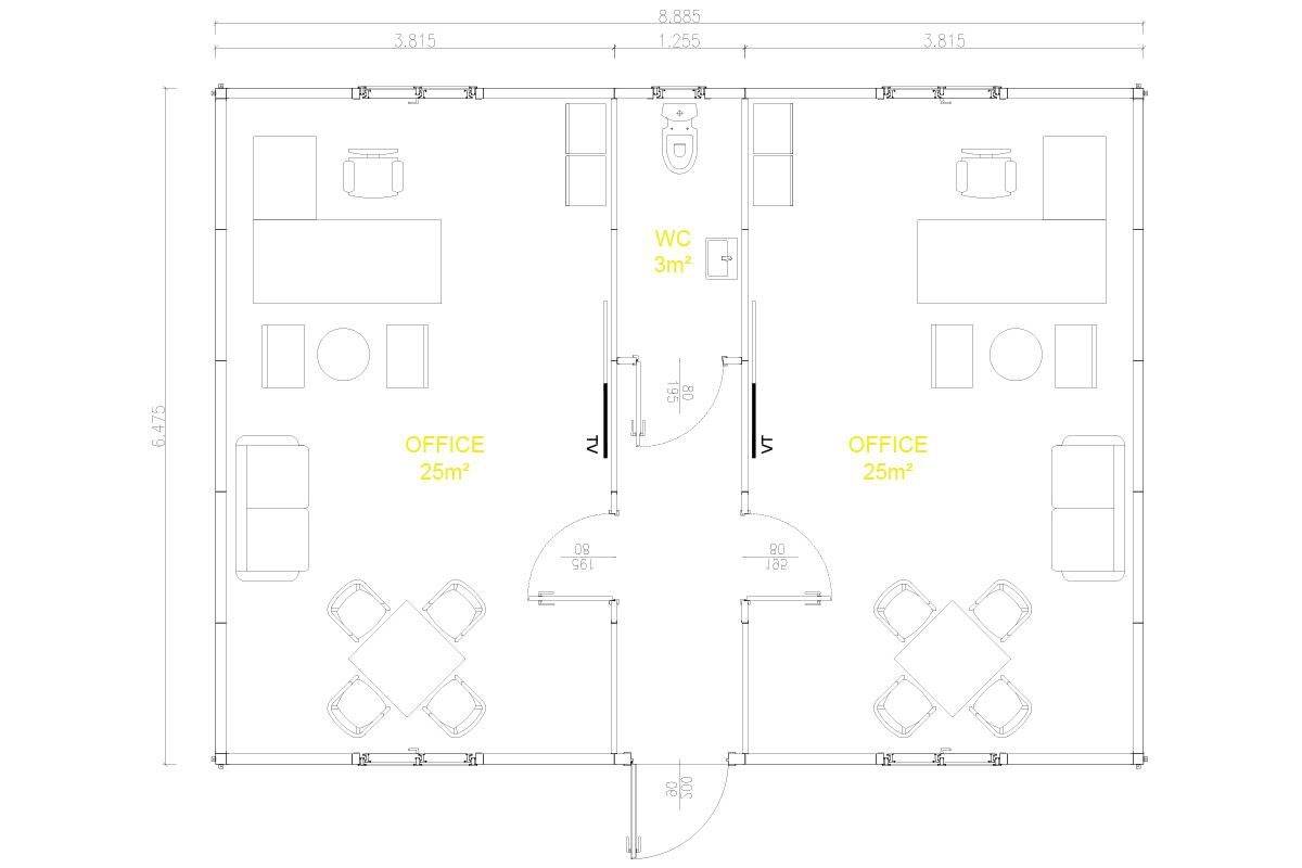 58 m² Prefabrik Ofis – görünüm 2