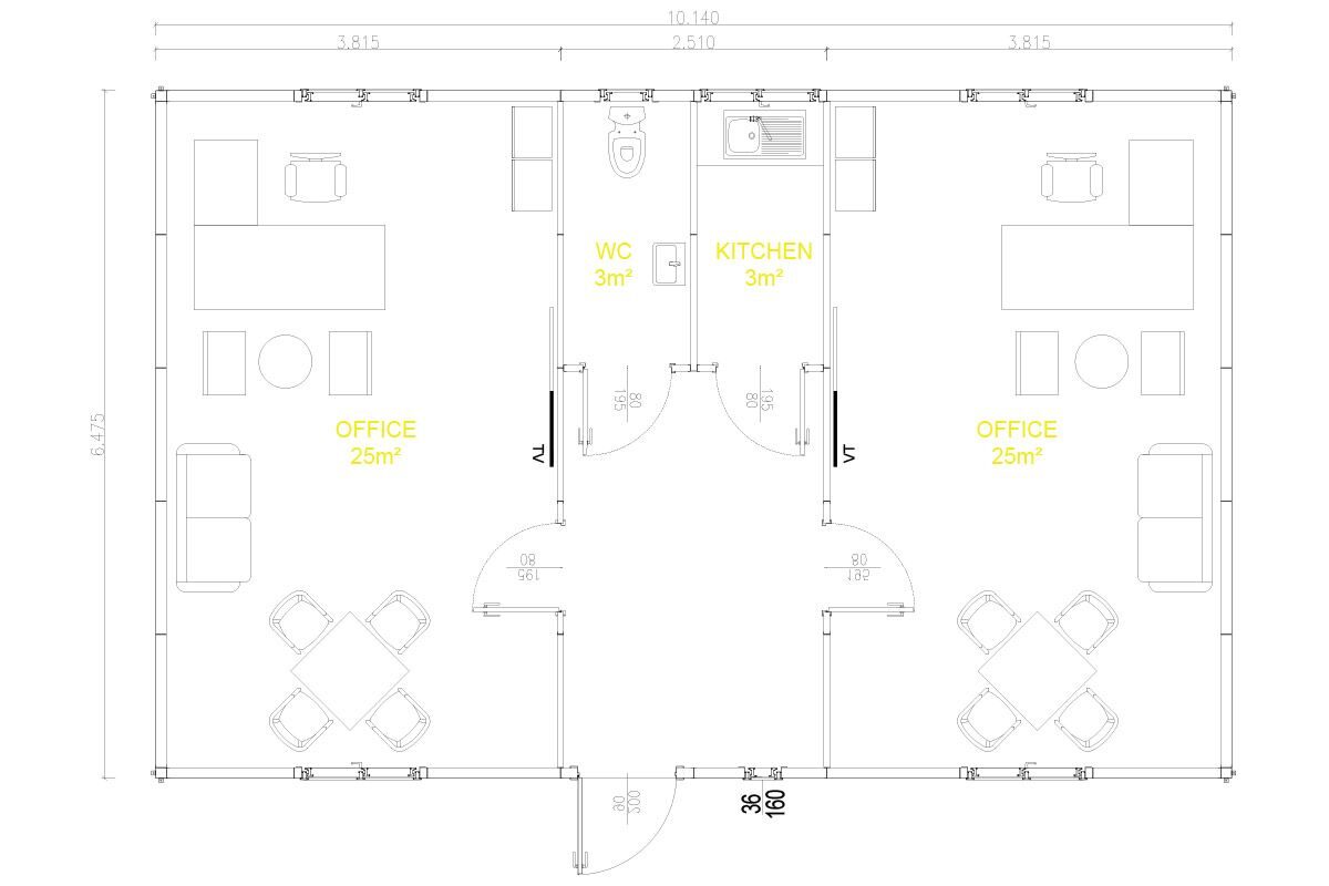 66 m² Prefabrik Ofis – görünüm 2