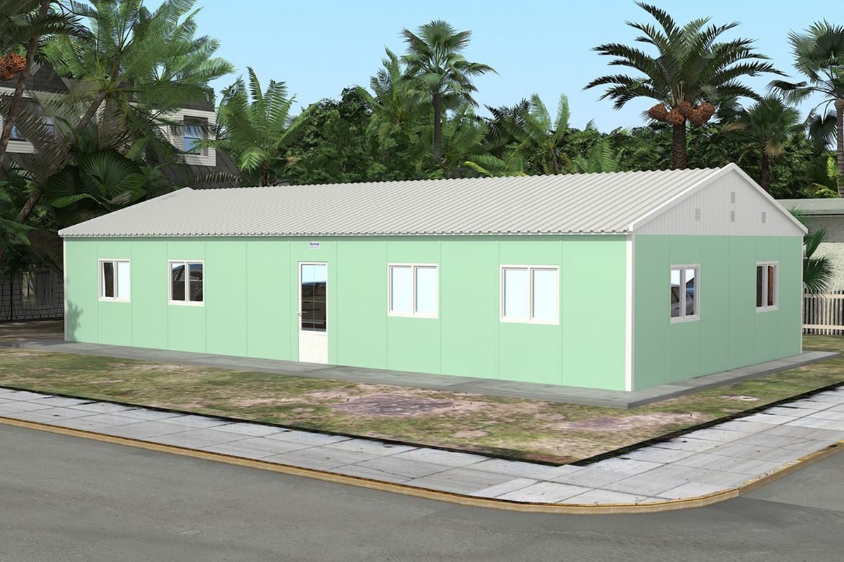 117 m² Prefabrik Okul ön cephe görünümü