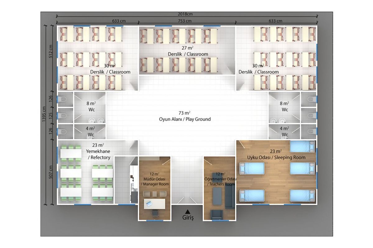 289 m² Prefabrik Okul – görünüm 2