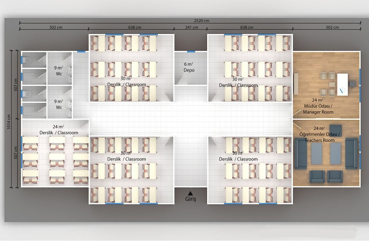 272 m² Prefabrik Okul – görünüm 2