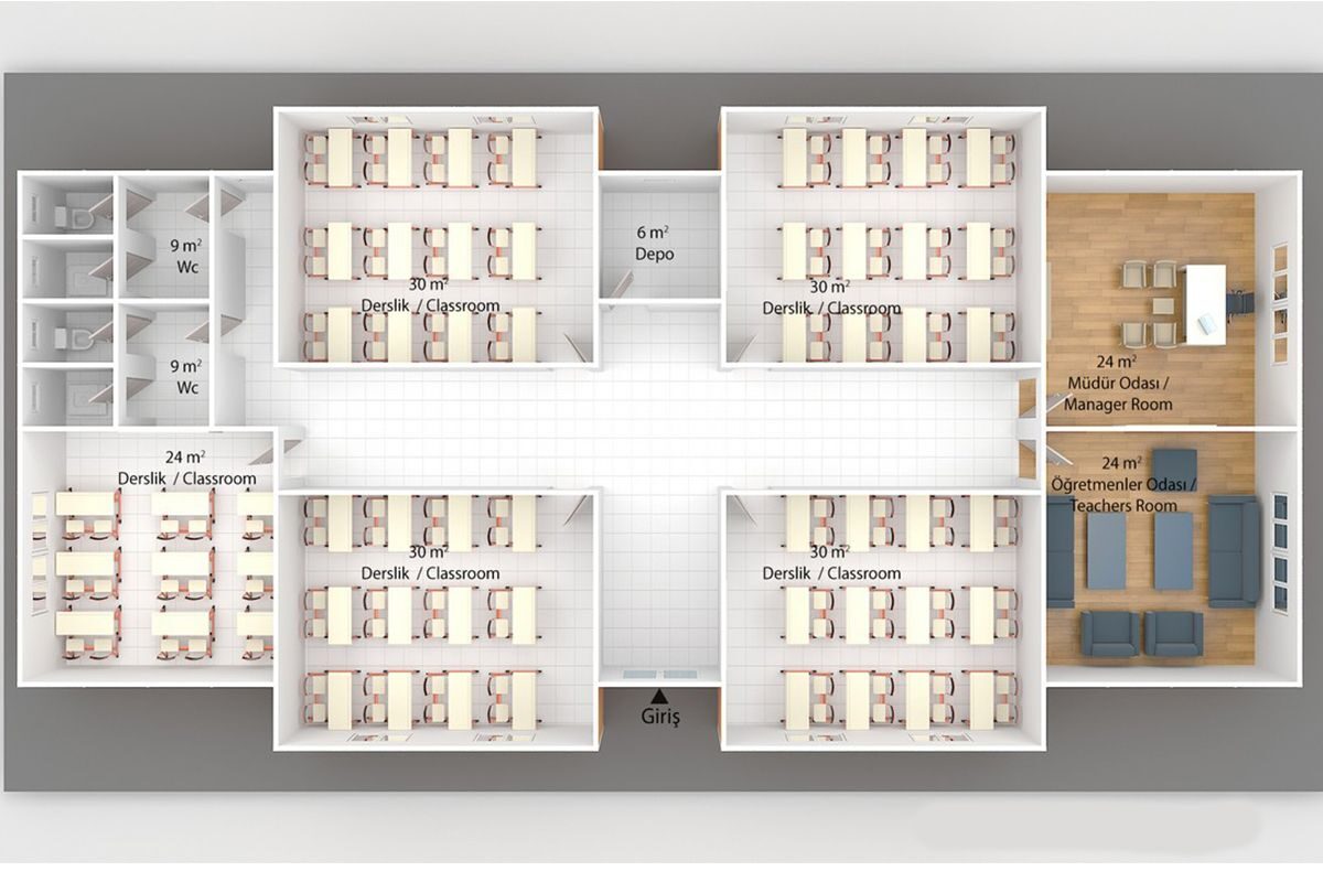 272 m² Prefabrik Okul – görünüm 3